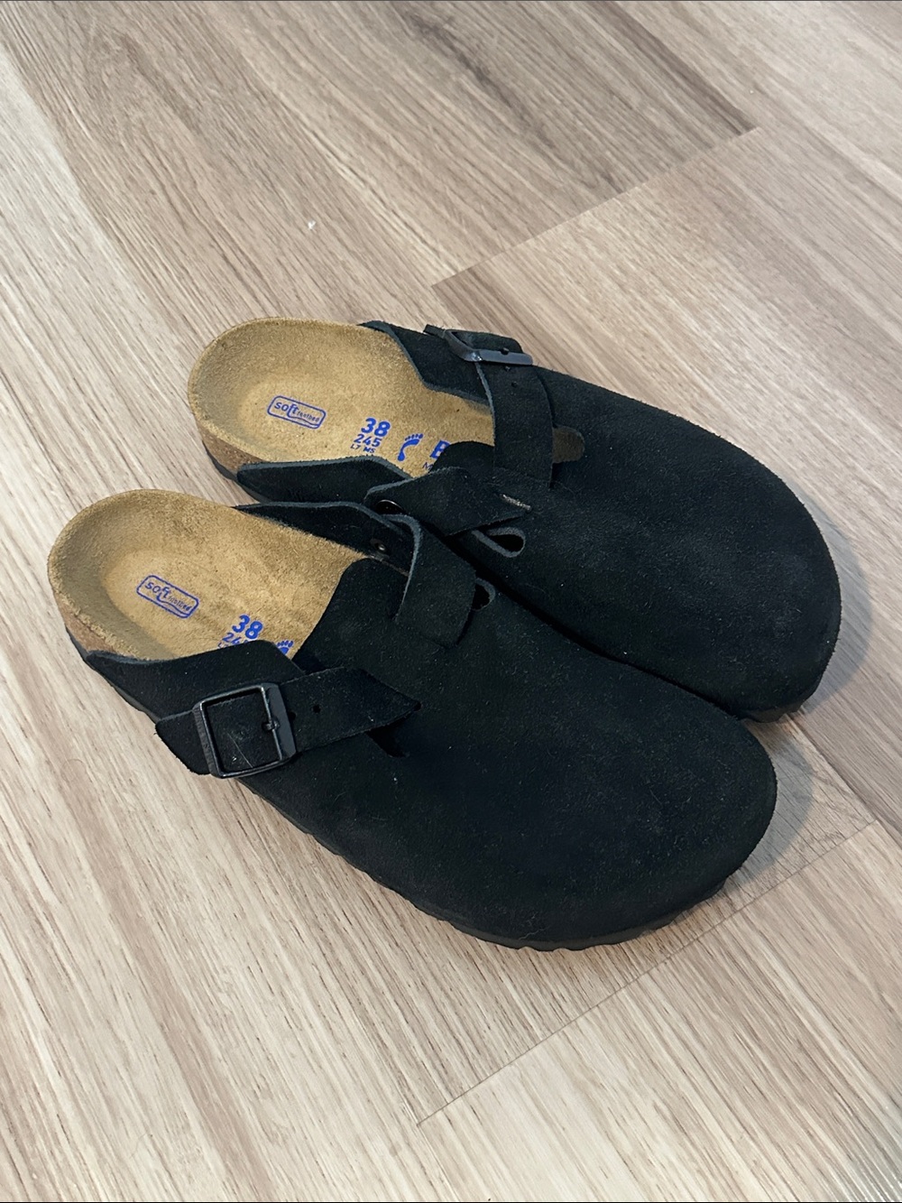 Birkenstock Boston Soft Footbed Suede Leather Black Clogs